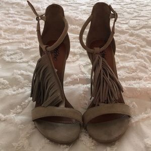 Taupe Fringe Heels
